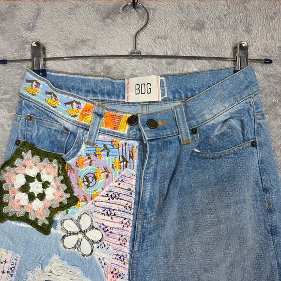 BDG Urban Outfitters Flare Patchwork Jeans Size 25 - Picture 6 of 10